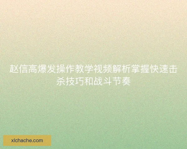 赵信高爆发操作教学视频解析掌握快速击杀技巧和战斗节奏